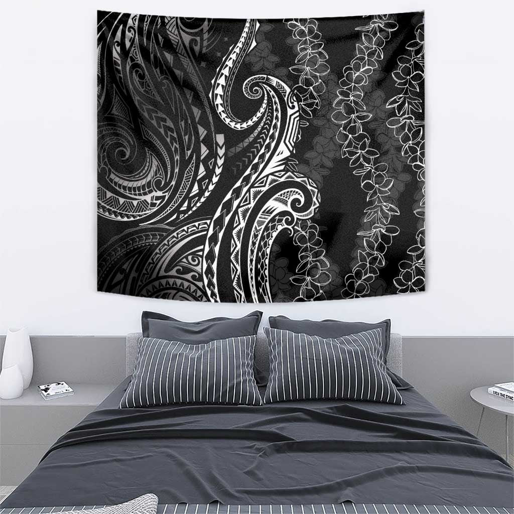 Polynesia Plumeria Lei Tapestry Black Curves Motif