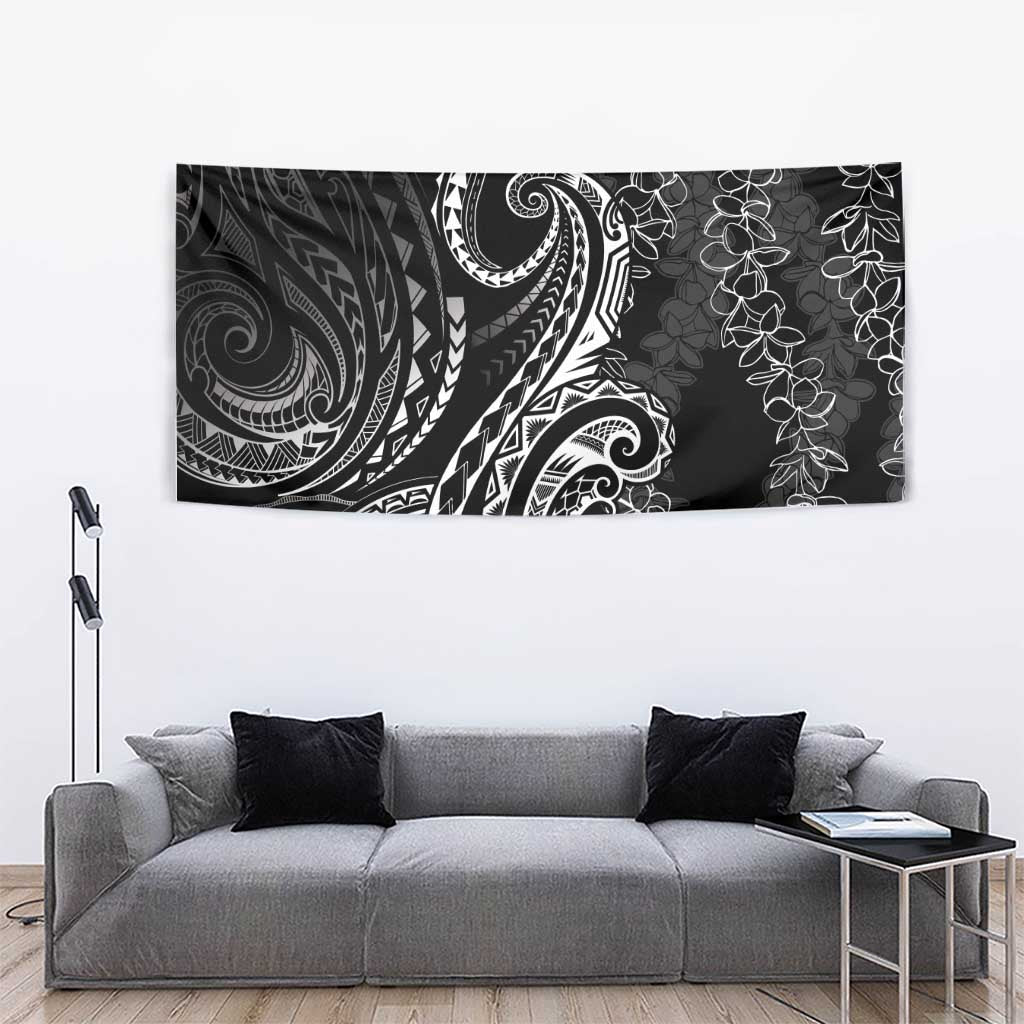 Polynesia Plumeria Lei Tapestry Black Curves Motif