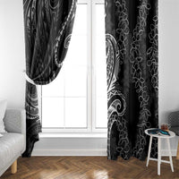 Polynesia Plumeria Lei Window Curtain Black Curves Motif