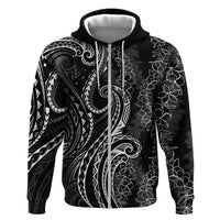 Polynesia Plumeria Lei Zip Hoodie Black Curves Motif LT7 Zip Hoodie Black - Polynesian Pride
