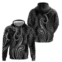 Polynesia Plumeria Lei Zip Hoodie Black Curves Motif LT7 - Polynesian Pride