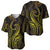 Polynesia Plumeria Lei Baseball Jersey Black Gold Curves Motif