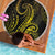 Polynesia Plumeria Lei Beach Blanket Black Gold Curves Motif