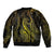 Polynesia Plumeria Lei Bomber Jacket Black Gold Curves Motif