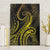 Polynesia Plumeria Lei Canvas Wall Art Black Gold Curves Motif
