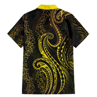 Polynesia Plumeria Lei Family Matching Mermaid Dress and Hawaiian Shirt Black Gold Curves Motif LT7 - Polynesian Pride