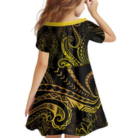 Polynesia Plumeria Lei Family Matching Tank Maxi Dress and Hawaiian Shirt Black Gold Curves Motif LT7 - Polynesian Pride