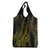 Polynesia Plumeria Lei Grocery Bag Black Gold Curves Motif