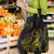 Polynesia Plumeria Lei Grocery Bag Black Gold Curves Motif