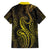 Polynesia Plumeria Lei Hawaiian Shirt Black Gold Curves Motif