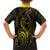 Polynesia Plumeria Lei Hawaiian Shirt Black Gold Curves Motif