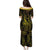 Polynesia Plumeria Lei Puletasi Black Gold Curves Motif