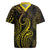 Polynesia Plumeria Lei Rugby Jersey Black Gold Curves Motif