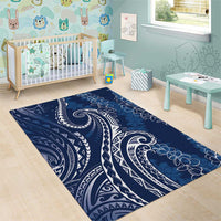 Polynesia Plumeria Lei Area Rug Navy Blue Curves Motif LT7 - Polynesian Pride