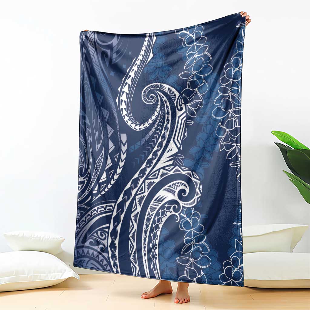 Polynesia Plumeria Lei Blanket Navy Blue Curves Motif LT7 - Polynesian Pride