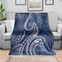 Polynesia Plumeria Lei Blanket Navy Blue Curves Motif LT7 - Polynesian Pride