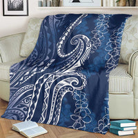 Polynesia Plumeria Lei Blanket Navy Blue Curves Motif LT7 - Polynesian Pride
