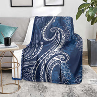 Polynesia Plumeria Lei Blanket Navy Blue Curves Motif LT7 - Polynesian Pride