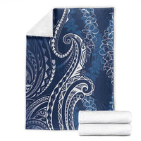 Polynesia Plumeria Lei Blanket Navy Blue Curves Motif LT7 - Polynesian Pride