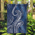 Polynesia Plumeria Lei Garden Flag Navy Blue Curves Motif