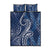Polynesia Plumeria Lei Quilt Bed Set Navy Blue Curves Motif