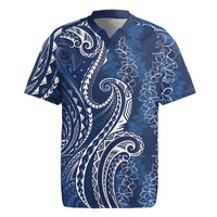 Polynesia Plumeria Lei Rugby Jersey Navy Blue Curves Motif LT7 Navy Blue - Polynesian Pride