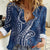 Polynesia Plumeria Lei Women Casual Shirt Navy Blue Curves Motif