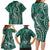 Polynesia Plumeria Lei Family Matching Long Sleeve Bodycon Dress and Hawaiian Shirt Sage Green Curves Motif