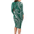 Polynesia Plumeria Lei Family Matching Long Sleeve Bodycon Dress and Hawaiian Shirt Sage Green Curves Motif