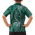 Polynesia Plumeria Lei Family Matching Short Sleeve Bodycon Dress and Hawaiian Shirt Sage Green Curves Motif