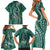 Polynesia Plumeria Lei Family Matching Short Sleeve Bodycon Dress and Hawaiian Shirt Sage Green Curves Motif