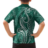 Polynesia Plumeria Lei Family Matching Summer Maxi Dress and Hawaiian Shirt Sage Green Curves Motif LT7 - Polynesian Pride
