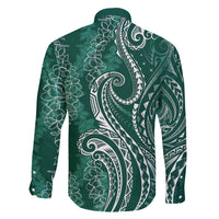 Polynesia Plumeria Lei Family Matching Summer Maxi Dress and Hawaiian Shirt Sage Green Curves Motif LT7 - Polynesian Pride