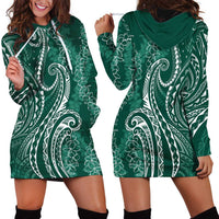 Polynesia Plumeria Lei Hoodie Dress Sage Green Curves Motif