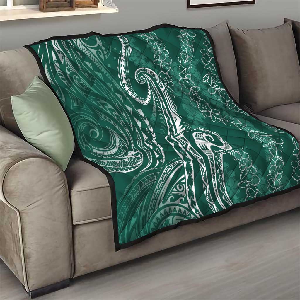 Polynesia Plumeria Lei Quilt Sage Green Curves Motif