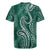 Polynesia Plumeria Lei Rugby Jersey Sage Green Curves Motif