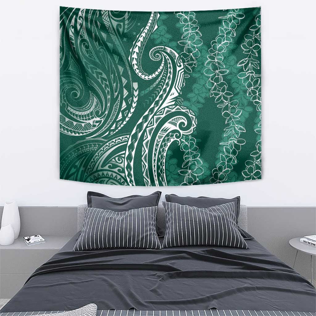 Polynesia Plumeria Lei Tapestry Sage Green Curves Motif