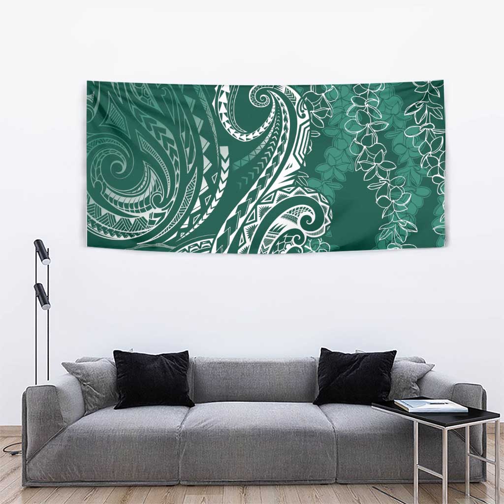 Polynesia Plumeria Lei Tapestry Sage Green Curves Motif