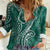 Polynesia Plumeria Lei Women Casual Shirt Sage Green Curves Motif