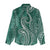 Polynesia Plumeria Lei Women Casual Shirt Sage Green Curves Motif