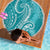 Polynesia Plumeria Lei Beach Blanket Teal Curves Motif