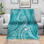 Polynesia Plumeria Lei Blanket Teal Curves Motif