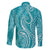 Polynesia Plumeria Lei Family Matching Short Sleeve Bodycon Dress and Hawaiian Shirt Teal Curves Motif