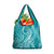 Polynesia Plumeria Lei Grocery Bag Teal Curves Motif