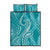 Polynesia Plumeria Lei Quilt Bed Set Teal Curves Motif