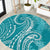 Polynesia Plumeria Lei Round Carpet Teal Curves Motif