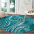 Polynesia Plumeria Lei Round Carpet Teal Curves Motif