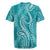 Polynesia Plumeria Lei Rugby Jersey Teal Curves Motif