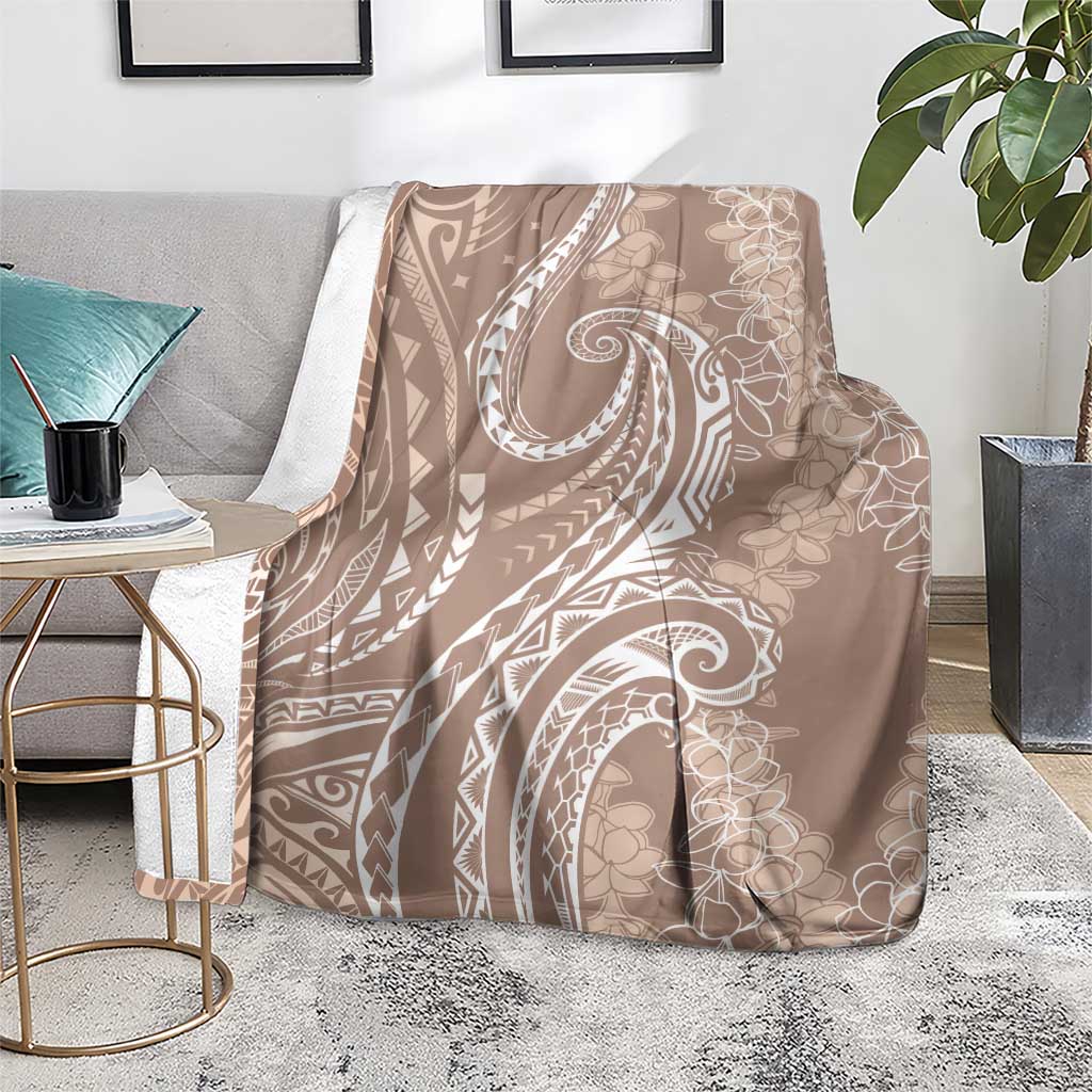Polynesia Plumeria Lei Blanket Beige Curves Motif
