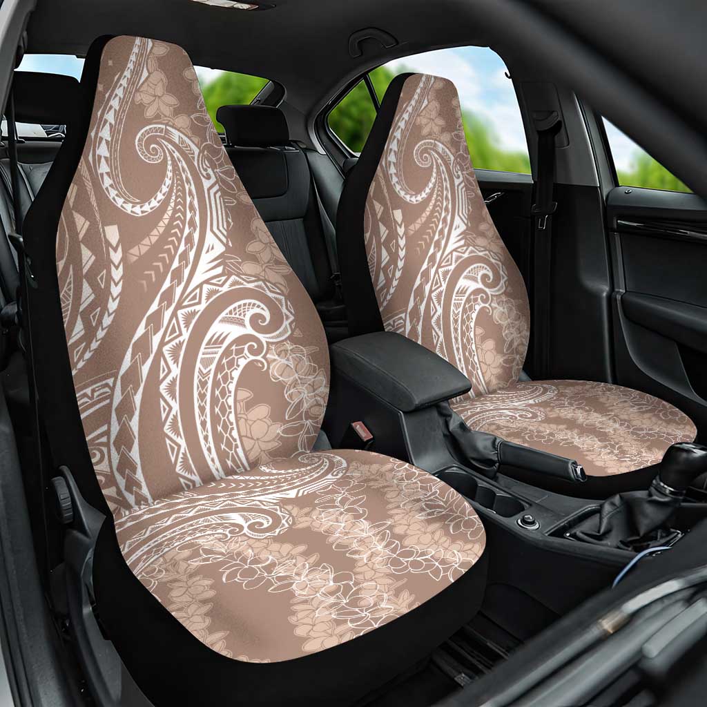 Polynesia Plumeria Lei Car Seat Cover Beige Curves Motif LT7 One Size Beige - Polynesian Pride